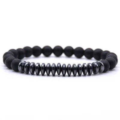 

8mm Hot Selling Natural Stone Bracelet Matte Natural Hematite Lava Stone Bracelet For Men