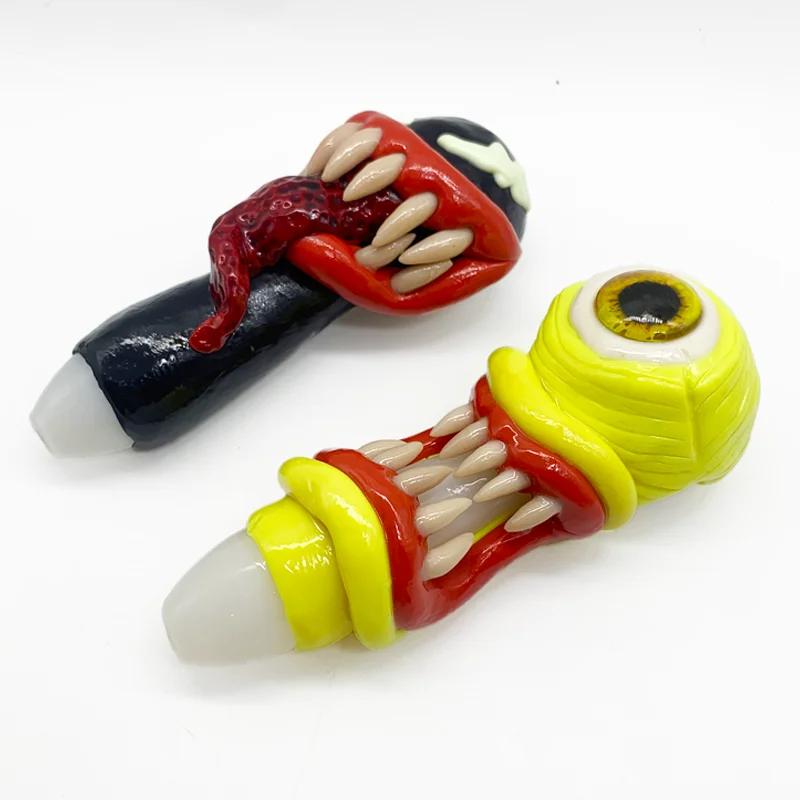 

2021 New Hot Selling Creative Character Modeling Resin Smoking Pipe Halloween Themed Smoking Weed Bongo Monster Eye Pipe, Colorful