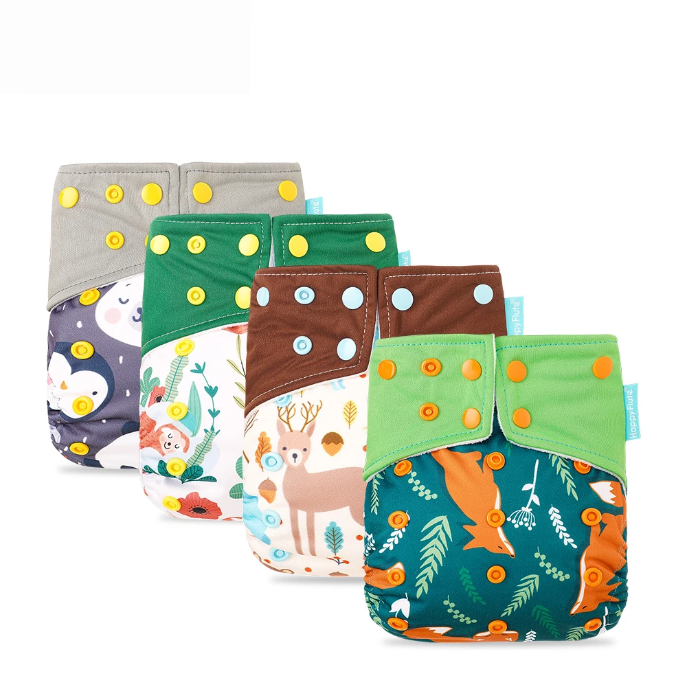 

Happyflute new products breathable all in one fitted suede cloth waterproof cloth diaper for 6~15kg baby, More than 300 patterns or custom
