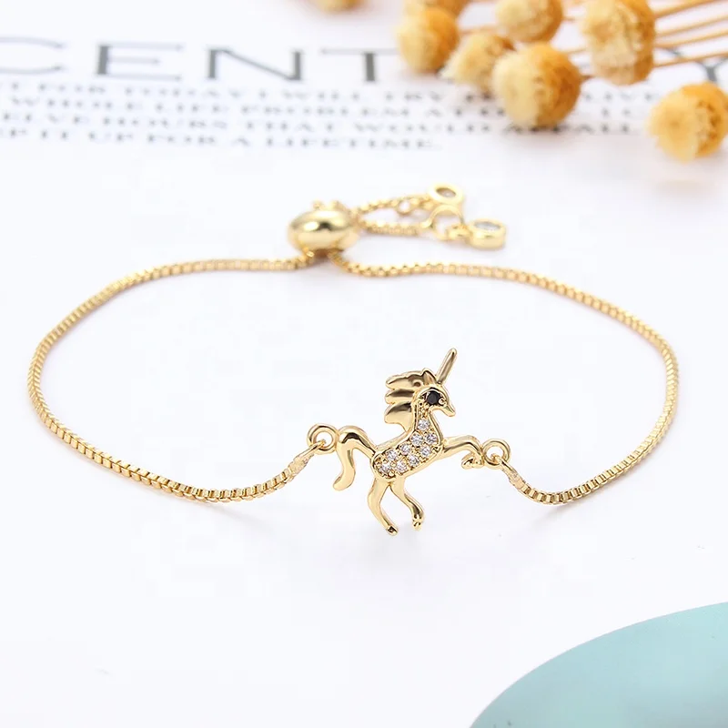 

Unicorn Horse Color Color Charms Chain Bracelet For Women Girl Boy Friendship Bracelets Gift Adjustable Bangles Jewelry, Picture
