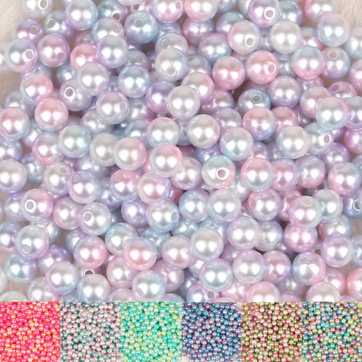 

XuQian Mixed Round Colorful Beads Loose Spacer Beads for Jewelry Making, Color mixture