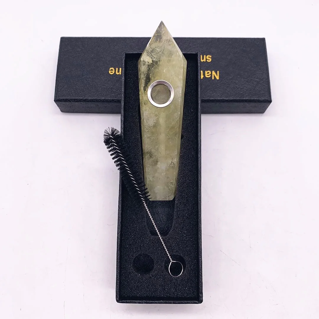 

Wholesale natural crystal healing stone citrine crystal weed pipes accessories