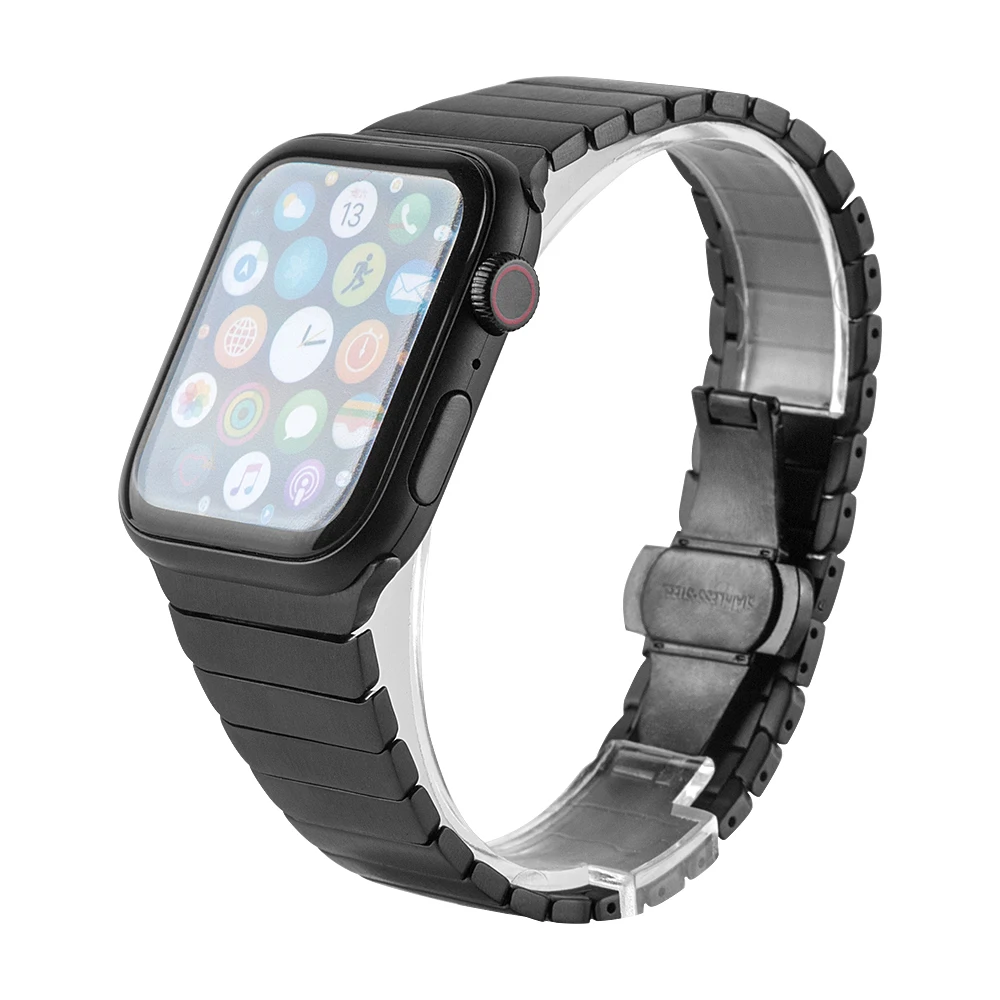 不锈钢金属带苹果手表44毫米40毫米黑色银色