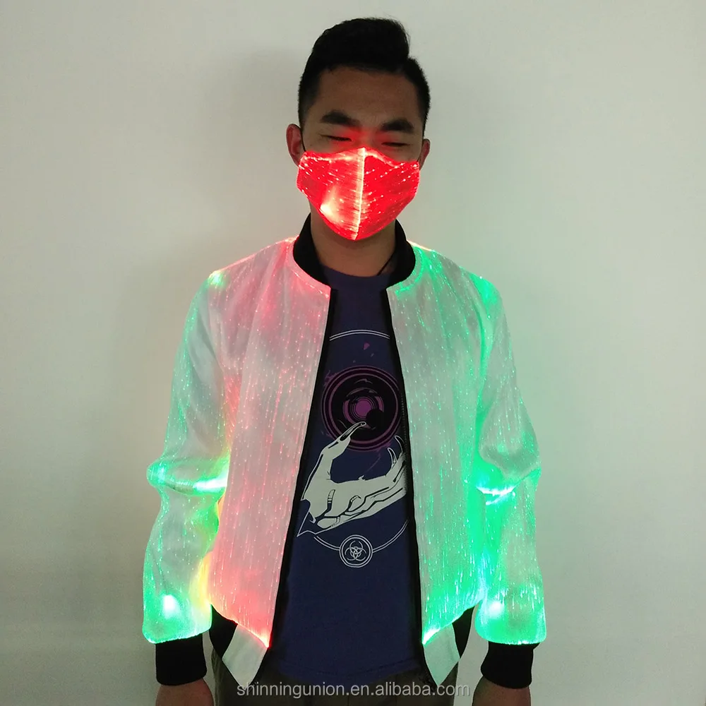 

Performance Wear Fiber Optic Luminous Clothes Coat LED Light Jacket for Men