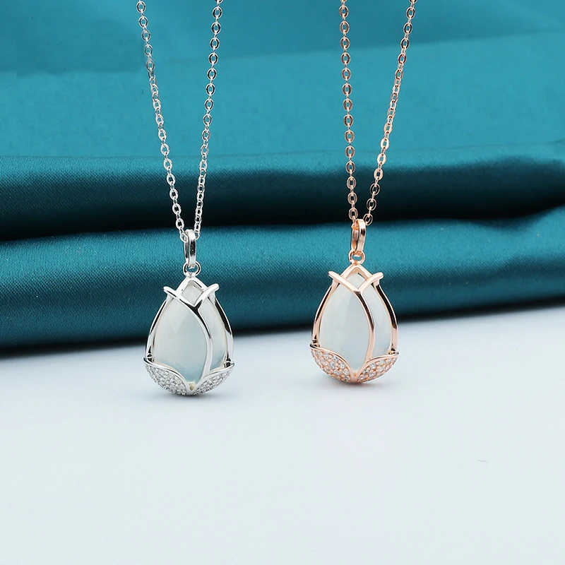 

Wholesale Unique Monther's Day Gift Sterling Silver S925 Silver Carnation Flower Pendant Fashion Jewelry Necklace For MOM, Rose gold,platinum