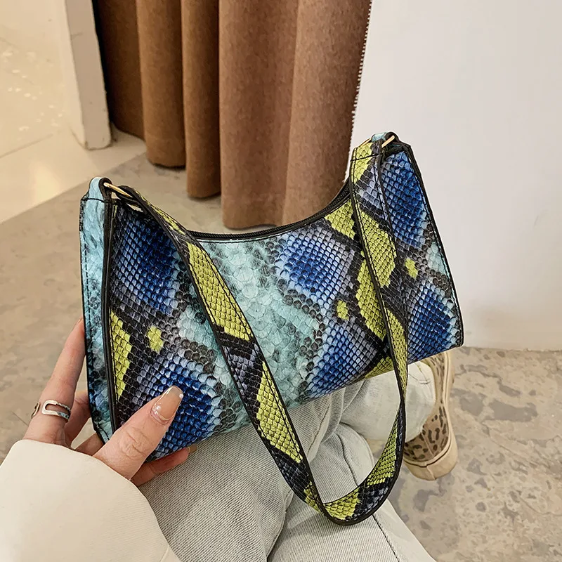 

NEW Stylish SnakeSkin Shoulder Handbag Armpit Bag Women Purse Sling Bags Underarm Hand Bag Leather, As picture