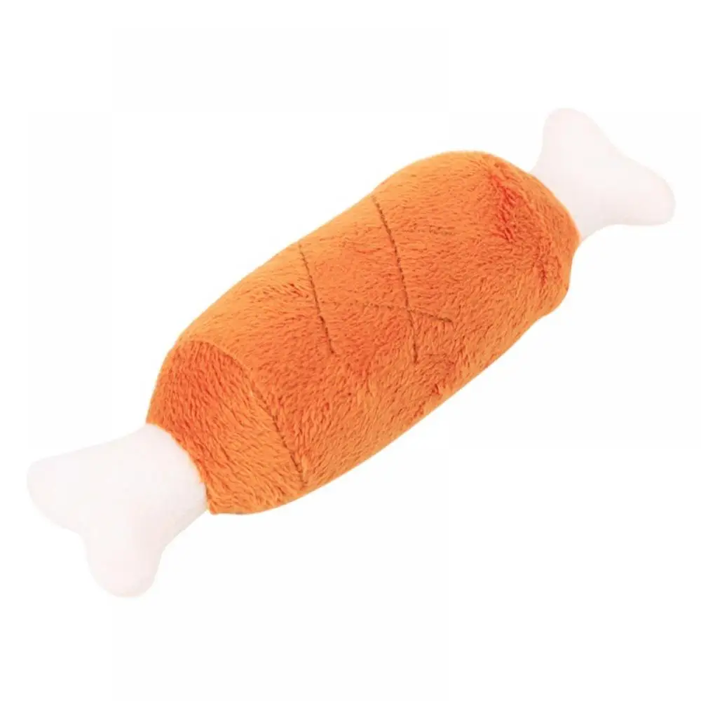 

Custom Interactive Velvet Soft Felt PP Cotton Squeaky Non-toxic Squeeze Chicken Leg Plush Chew Toy For Pets