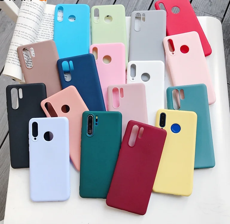 

candy color silicone phone case for huawei p30 lite pro p20 lite p10 p smart plus z 2019 soft tpu back cover