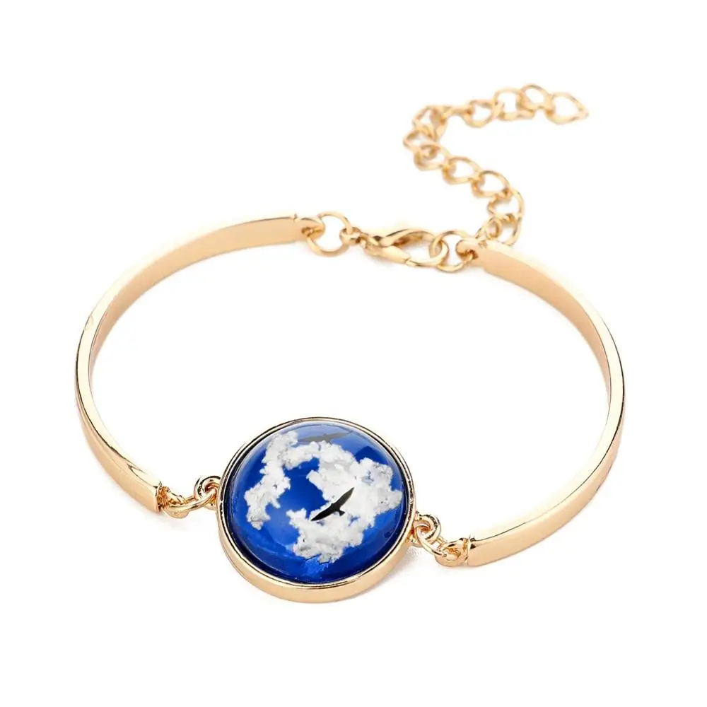 

Round Bracelet Silver Gold Charm Resin Glass Animal Eagle Flying Bird Bracelet Bangle For Women Jewelry pulseira feminina, Picture