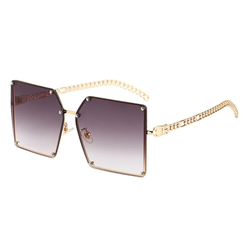 

famous brands new fashion designer rimless metal square trendy oversized women shades sun glasses sunglasses 2021