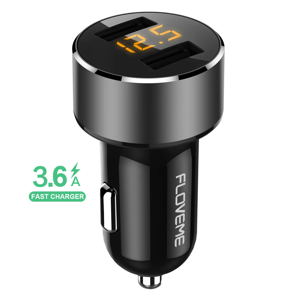 

Factory Price 1 Sample OK FLOVEME Fast Charging Usb Car Charger Car Phone Charger With Led Display