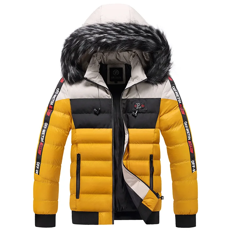 

Wholesale fashion winter fur collar contrast jackets men cotton super warm coats, 6 colors