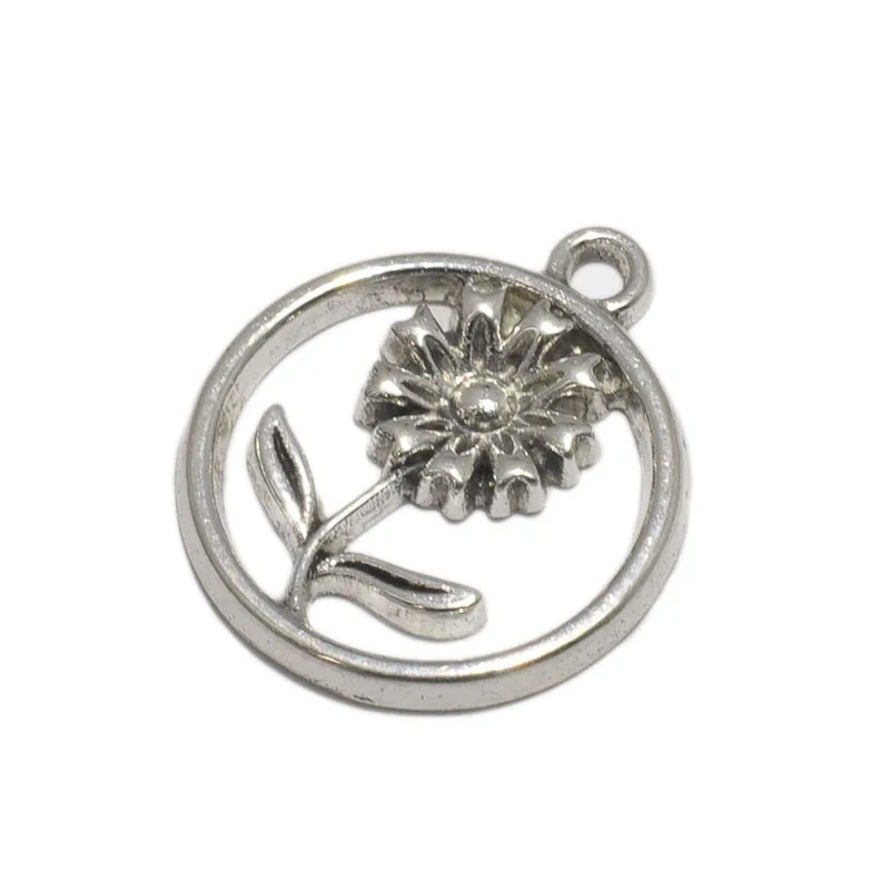 

Cheap DIY Making Jewelry Parts And Accessories Finding Vintage Antique Tibetan Silver Zinc Alloy Sunflower Pendants Charm