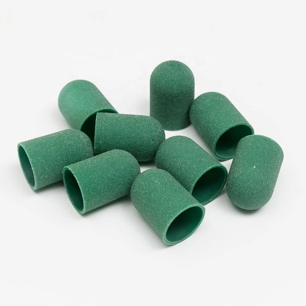 

10mm 80# 120# 180# Green Abrasives Nail Grinding Machine Sanding Caps For Pedicure Manicure