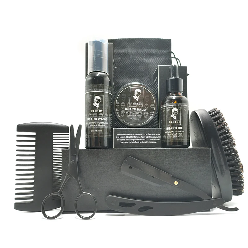 

Private Label Natural Organic Boar Men Gift Set Beard Kit Beard Balm Beard Growth Oil