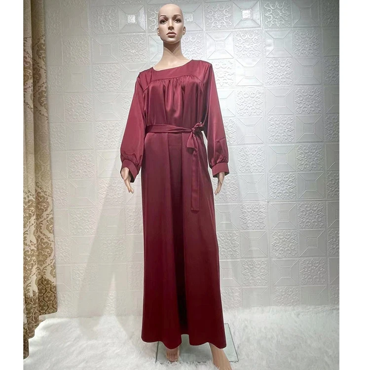 

GH-YS045 Pure Color Dubai Abaya Dresses Islamic Women Clothing Long Sleeve Dress Muslim