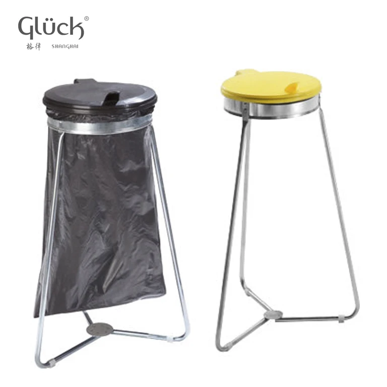

Triangle Trash Garbage Bag Frame Holder with ABS cover, Silver+black/yellow cover