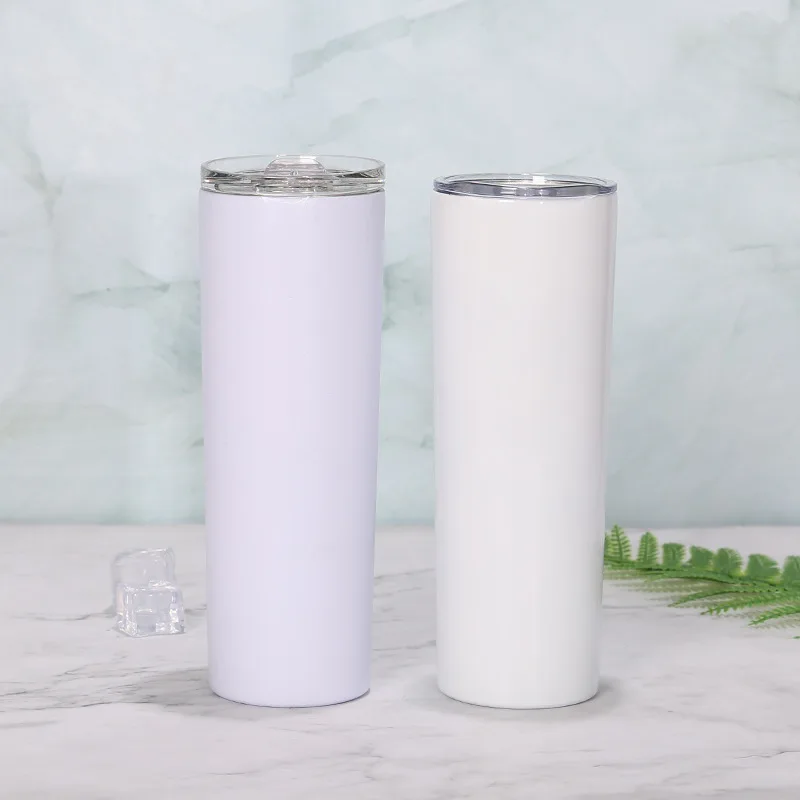 

Top seller portable customized double wall stainless steel water bottle white sublimation mug tumbler with straw, As picture