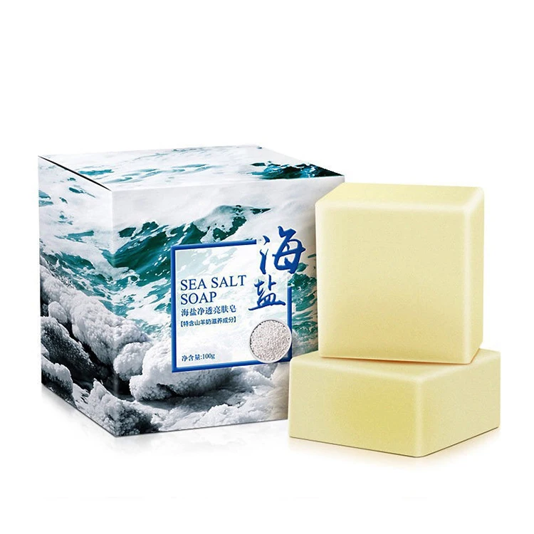 

Private Label Blanchissant Sea Salt Soap Dark Spot Mites Acne Treatment Skin Lightening Whitening Soap Jabon Bath Bar Jabon