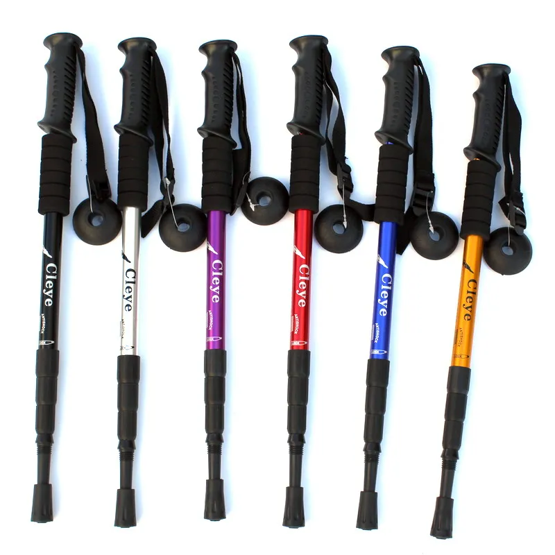 

2019- 6061 aluminum quick lock anti-shock telescopic hiking walking sticks trekking polefor promotion