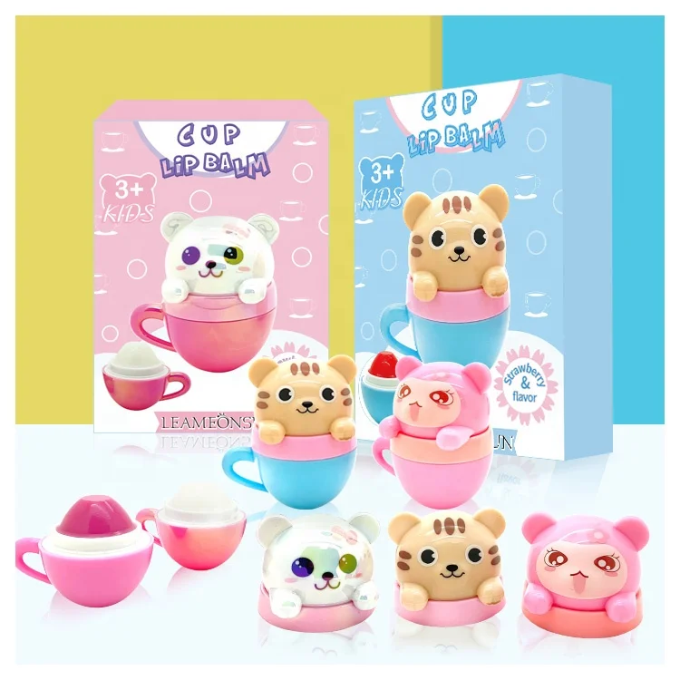 

Wholesale New Fruit Flavor Cup Shape Cute Private Label Kids cupcake lip balm, 3 colors