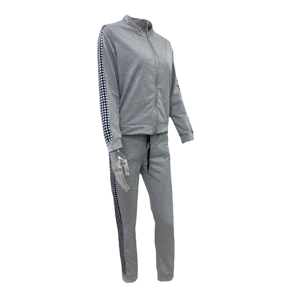 

Classic women's sportswear fall long sleeve sweatsuit loose casual elegant slim-fit hit color sports stitching fashion suit