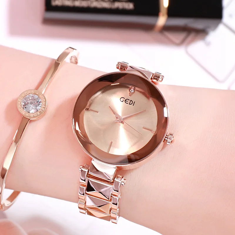 

GEDI Ladies Watch Brand Luxury Women Watches Waterproof Rose Gold Stainless Steel Quartz Fashion Wrist Watch Clock