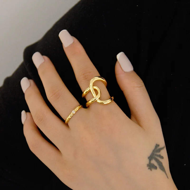 

Wire Twisted Bright Matte Gold Rings Irregular Geometric Rings for Women Statement Open Rings  2019 Fashion Jewelry