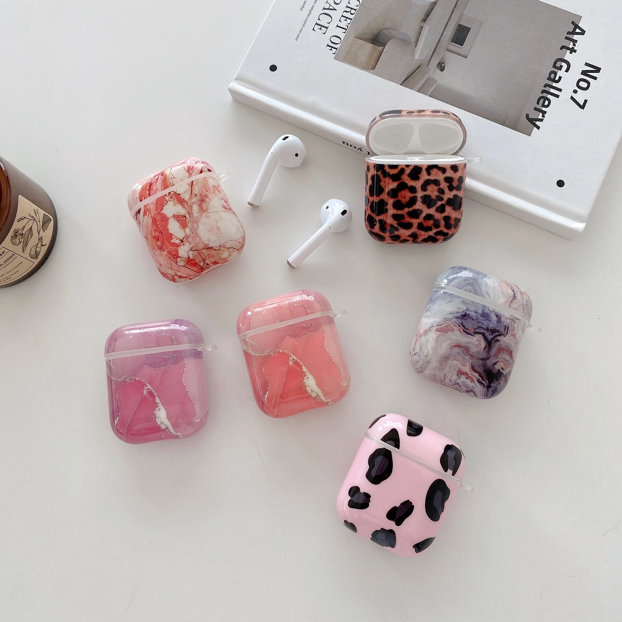 

New Marble Case With Hook For airpods pro Full Protection Shockproof Cover For airpods 1/2/3, Silver purple red pink gold black