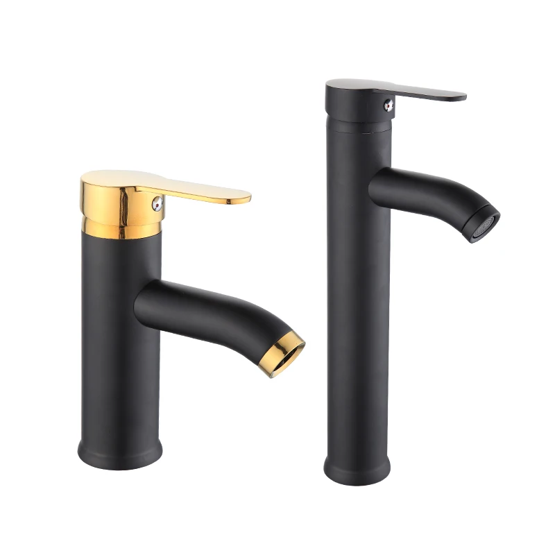 
black faucet Stainless Steel lavatory faucets for bathroom Single Hole water mixer tap bathroom basin faucet 