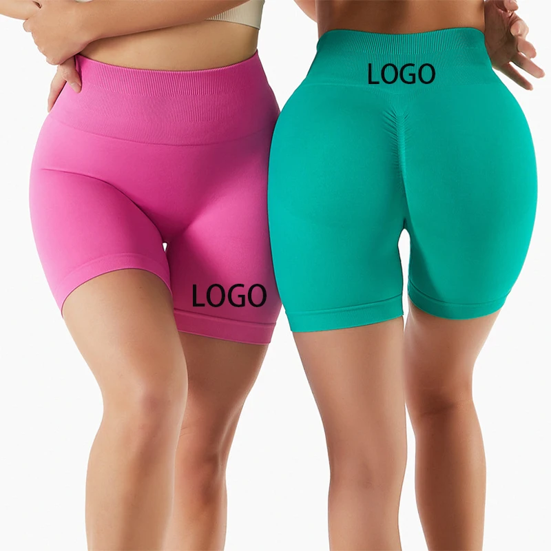 

Summer New Solid Color Seamless Scrunch Butt Short Leggings Women Tiktok Yoga Shorts Workout Running Wear High Waist Pants