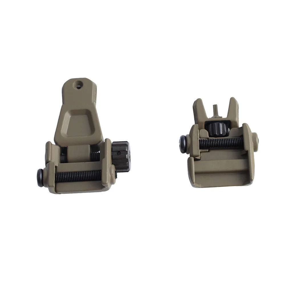 

1 Pair Folding Front Rear Sight Set Tactical Hunting Flip Up Rapid Transition Backup Iron Sight Set For AR15, Black/sand