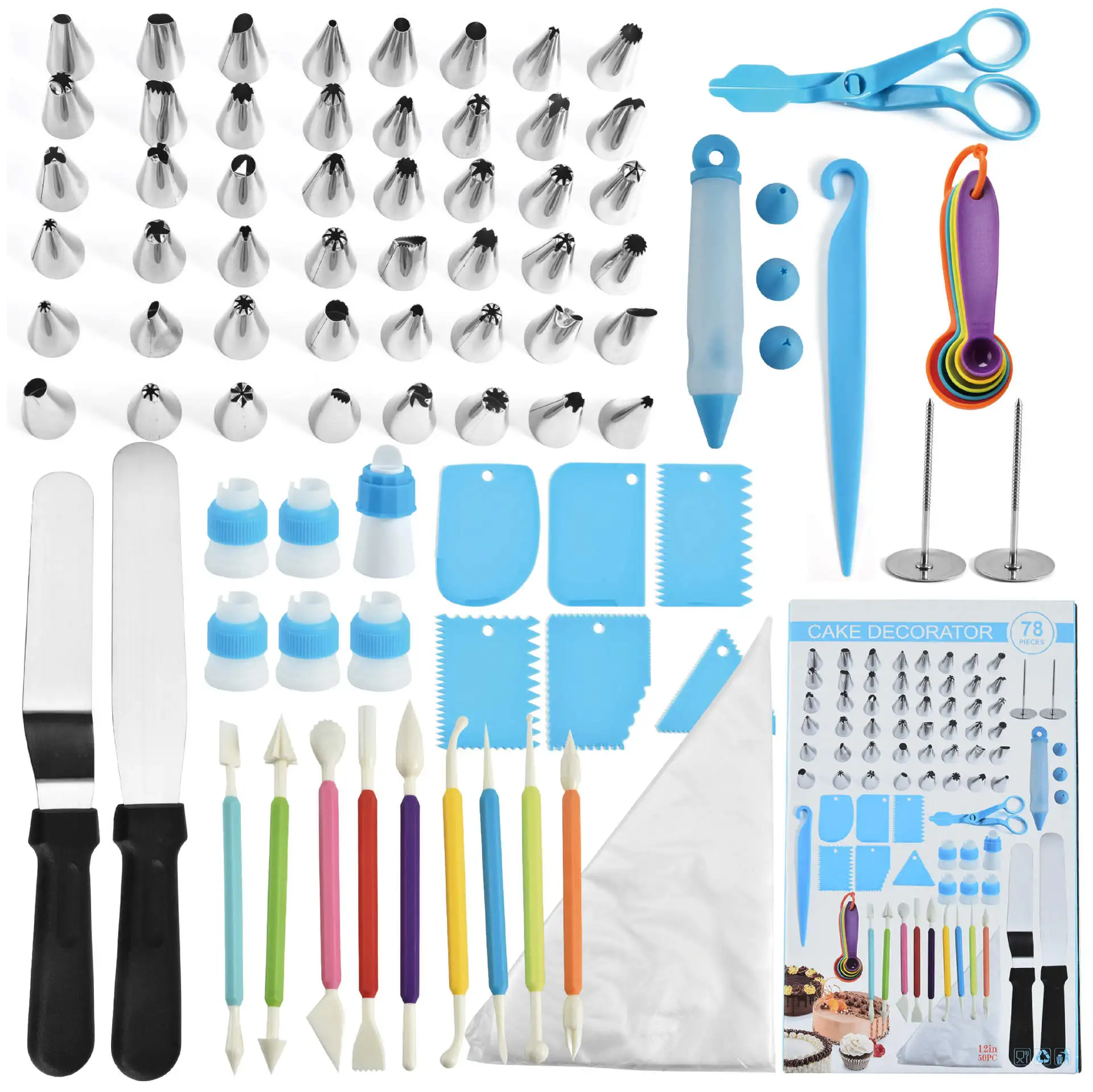 

Stainless Steel Cream Decorating Mouth Cake Decoration Tool Set Multi-Purpose Kitchen Baking Utensils 78 Piece Set