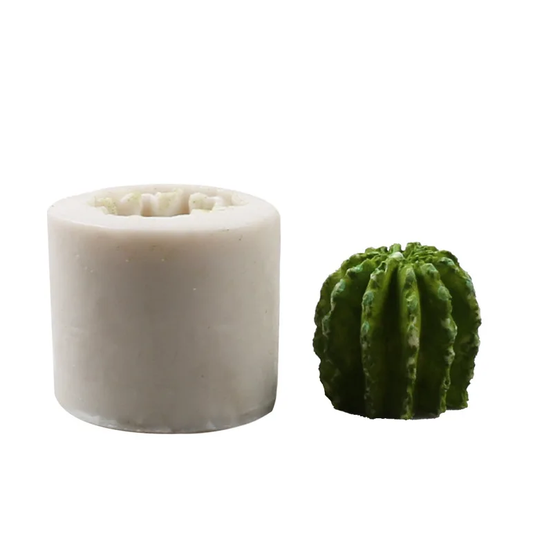 

3152 Cactus candle silicone mold DIY cake baking cactus turn sugar mold cake decoration mold, White and pink