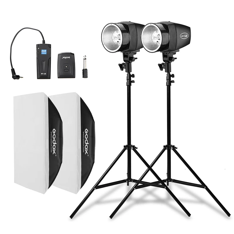 

Godox 360Ws 2x K-180A Strobe Studio Flash Light Kit with RT-16 Trigger & 2x 50x70cm Softbox & 2x 190cm Light Stand, Other