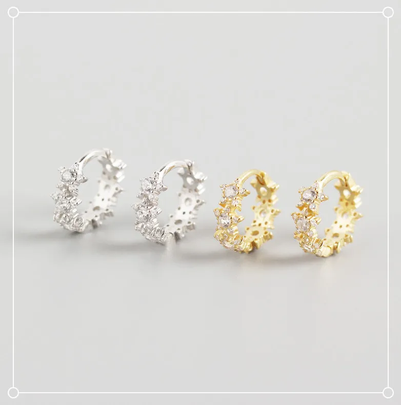 

S925 Sterling silver INS geometric star five-pointed star full diamond earrings, As picture