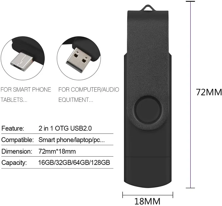 OTG USB Flash Drive 128GB 64GB 32GB 16GB 8GB 4GB 2GB Pen Drive Smartphone Pendrive OTG 2.0 USB Flash Drive - ANKUX.COM