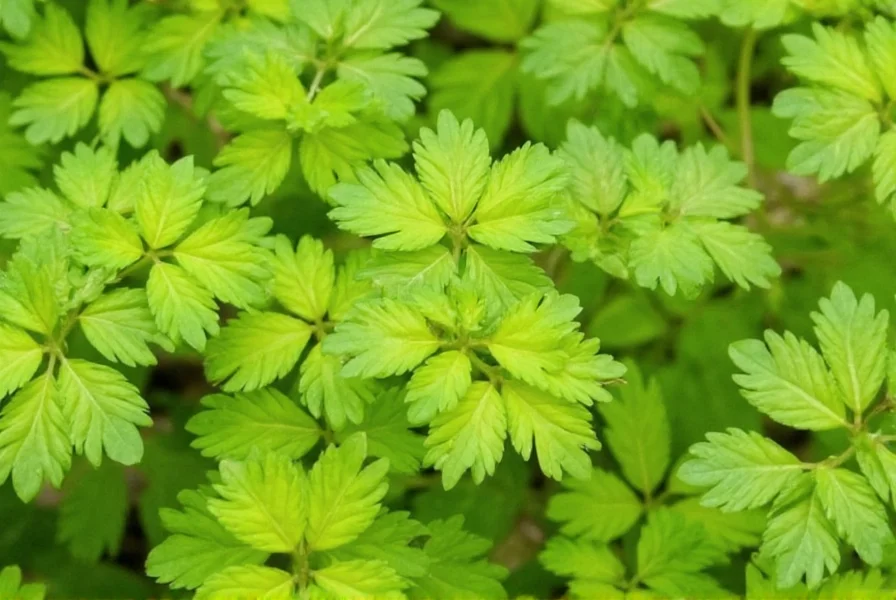 Golden coriander plant showing distinctive yellow foliage in garden setting