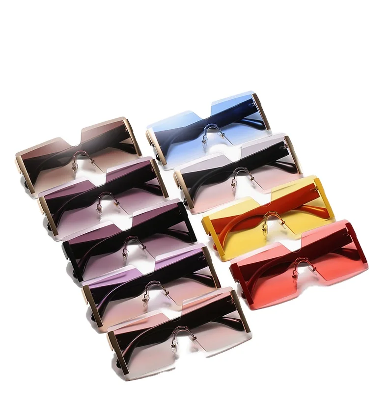 

FC 16084 METAL Frameless Square Square oversized sunglasses 2021 Fashionable Retro BLACK for Women