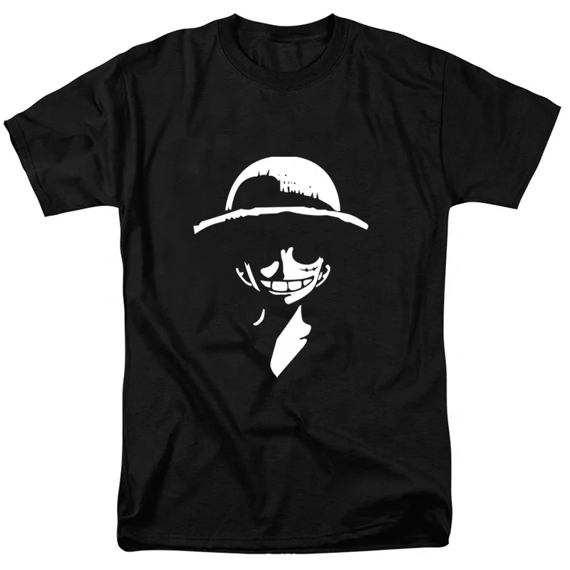 

Men'S T-Shirt Unisex Short Sleeve O-Neck Harajuku One Piece Monkey Luffy Tshirt Men Women Summer Black Casual T Shirt 2020, Picture