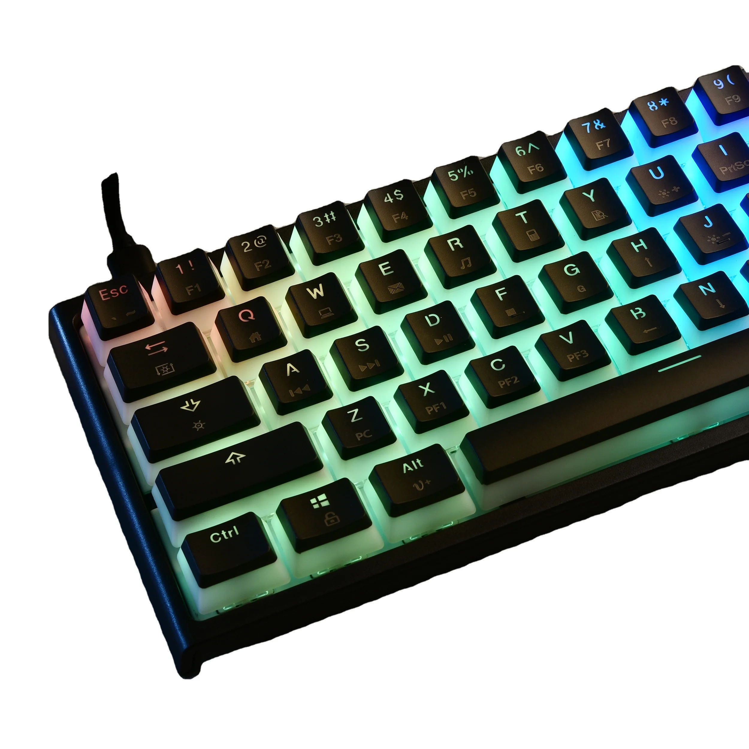 

YMM 2021 new launch 61 keys mechanical keyboard wired type c 60% rgb mechanical gaming keyboard, Black white