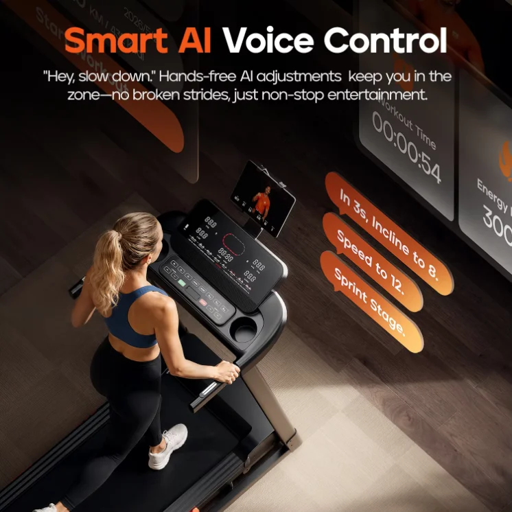Electric 1.25HP DC Brushless Motor Folding Portable Treadmill Manual Incline 1-14km/h Speed Max 120kg Capacity for APP Control