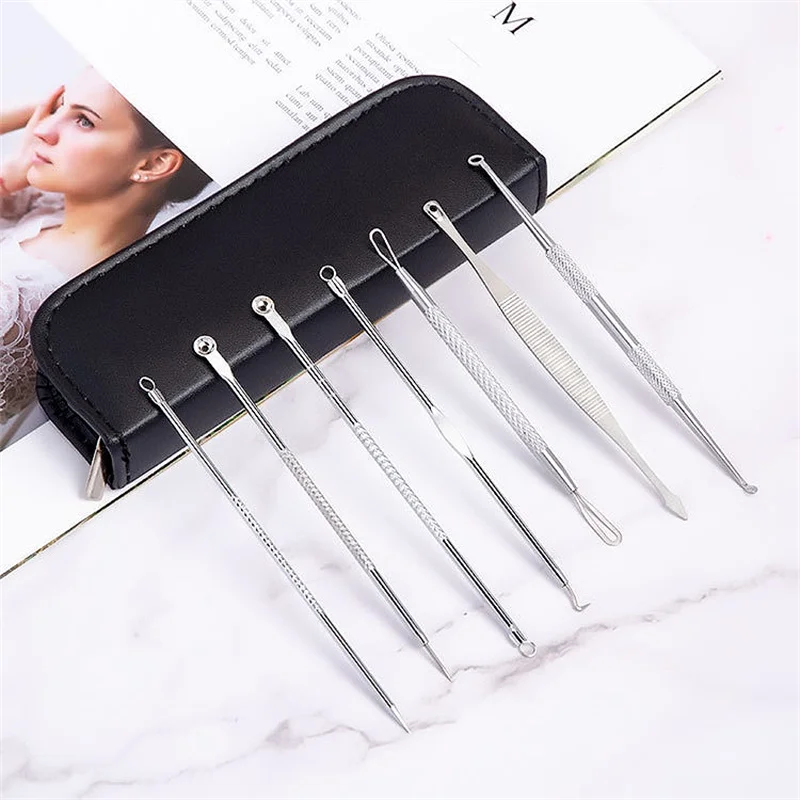 

RLT 7PCS face nose acne whitehead pimple pipper acne remover tools mini blackhead extraction tool kit, Customized