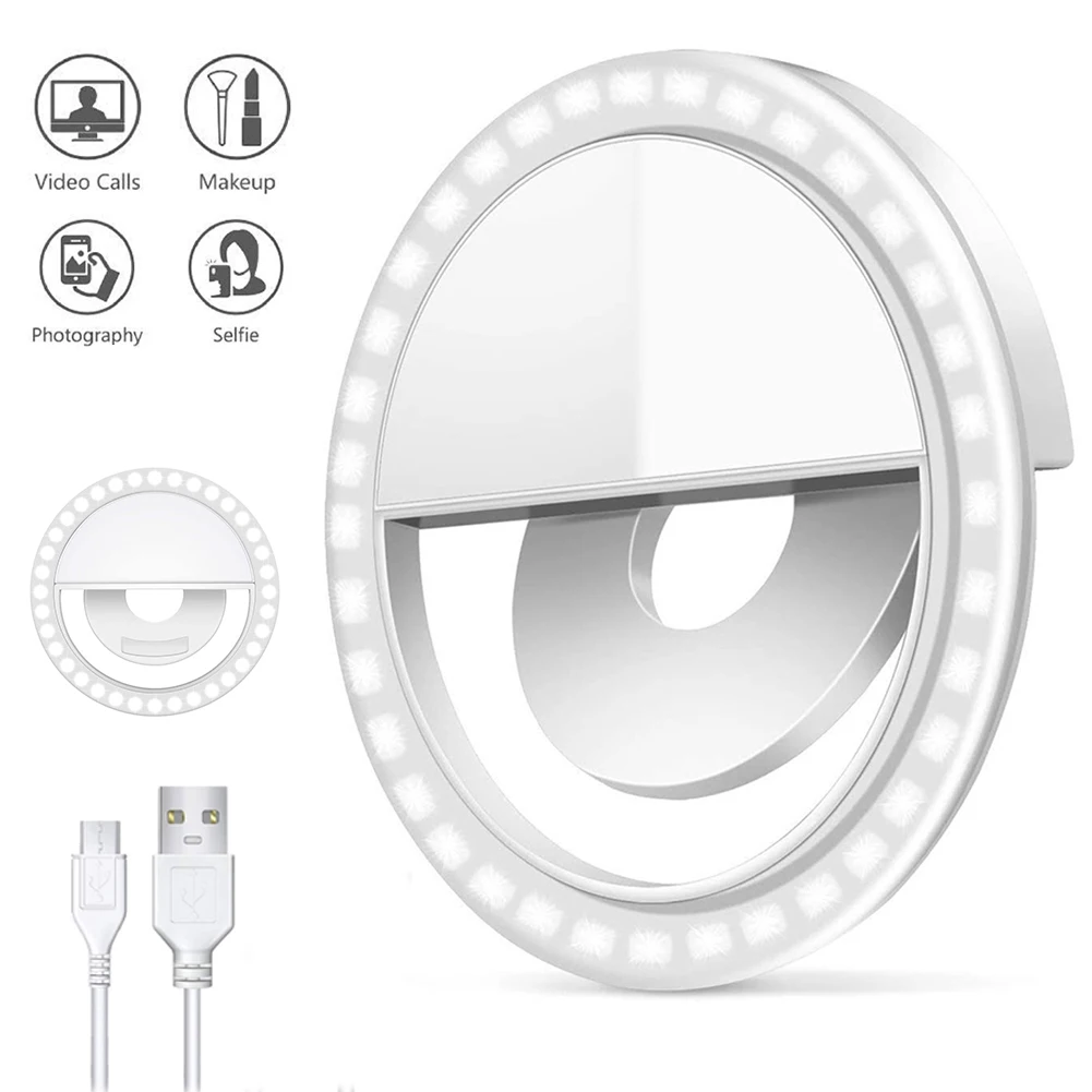 

2020 Custom Selfie Ring Light For Mobile Phone Rechargeable Camera Mini Selfie Ring LED Light