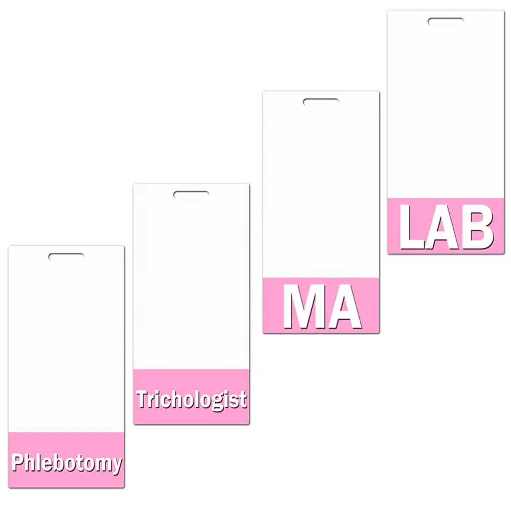 

Custom Name Tag MA LAB Phlebotomy Trichologist Vertical Pink Border Badge Buddy Hospital Work Accessories Office Supply