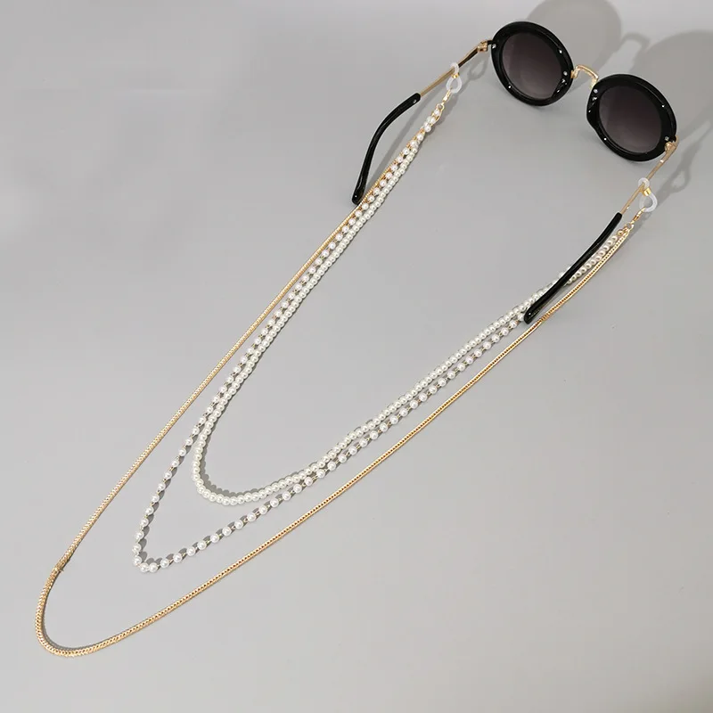 

RTS multi layers designer glasses chain pearl sunglasses chain wholesale facemask chains necklace