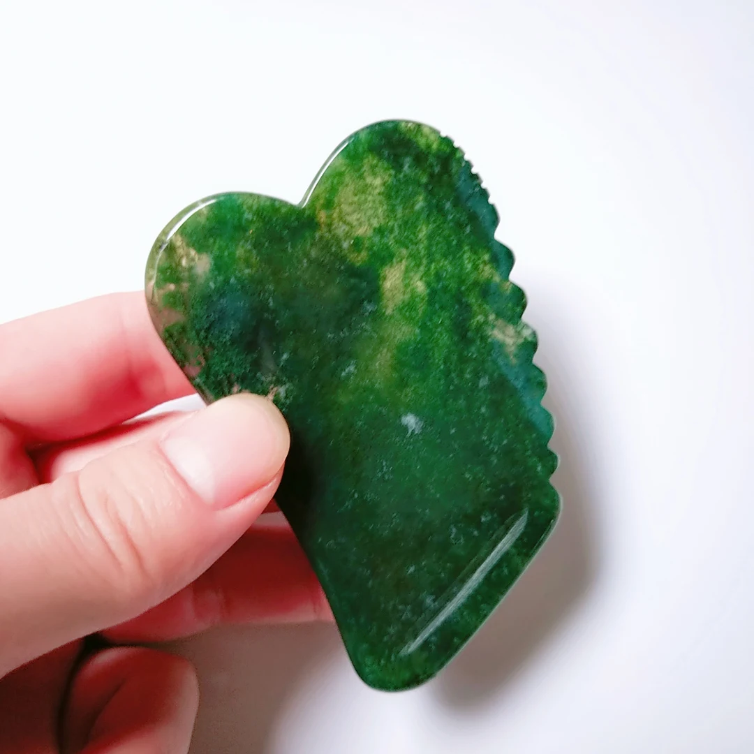

Gua Sha Natural Moss Agate Crystal Stone Body Care Massage Board New