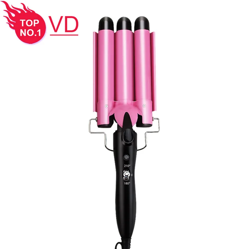 

Hair Curler Iron 3 Barrel 25-32mm Barrel Curling Wand Ceramic Big Wave Curler Beach Waves Long Stay Auto Hair Curler