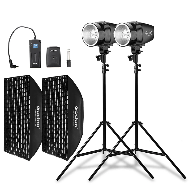 

Godox 360Ws 2x K-180A Strobe Studio Flash Light Kit + RT-16 + 2x 50x70cm Honeycomb Grid Softbox + 2x 190cm Light Stand, Other