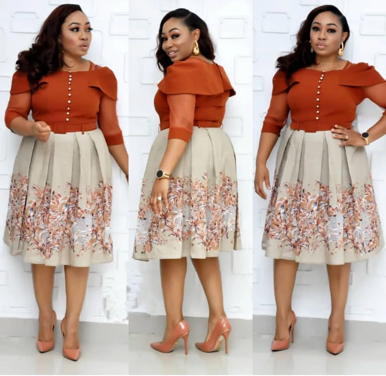 

Wholesale Plus Size African Floral Printed Midi Dresses For Women 2021
